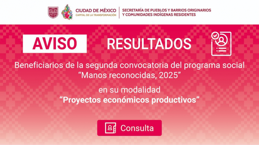 RESULTADOS SEGUNDA CONVOCATORIA MANOS RECONOCIDAS MODALIDAD PROYECTOS ECONÓMICOS PRODUCTIVOS